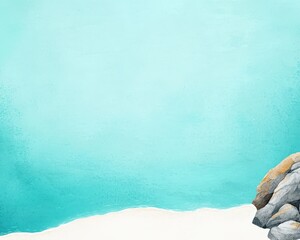 Obraz premium Tranquil Beach Scene with Soft Waves and Rock Formations