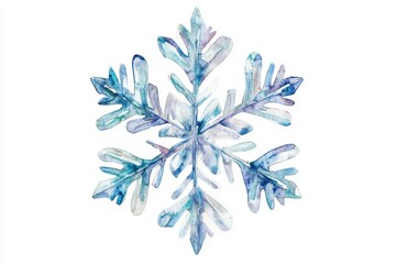 Elegant watercolor snowflake design on pristine backdrop for holiday-themed projects and seasonal decorations