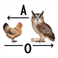Chicken and Owl Puzzle Educational Vector Illustration for Kids, Logic Puzzles, and Brain Teasers