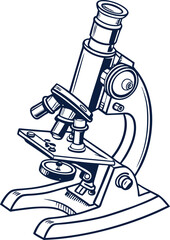 A classic laboratory microscope of Silhouette. A classic laboratory microscope of line arts. 