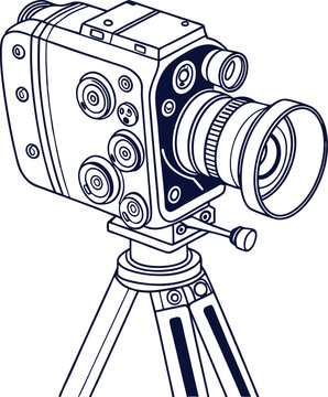 recommend clip art: A silhouette of a vintage film camera on a tripod.