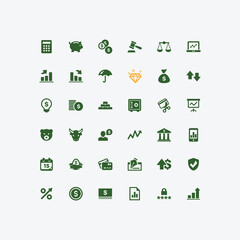 Mono icons set Finance, bundling pack icon