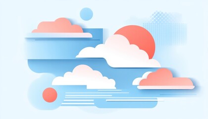 Abstract Pastel Cloudscape Sun and Sky Design