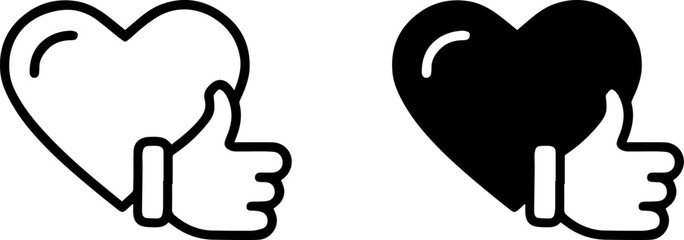 like heart thumbs up icon set vector illustration
