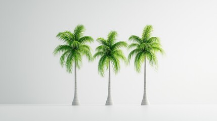 Obraz premium Three palm trees in minimalist setting, website background