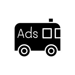 Advertising on bus icon in glyph style