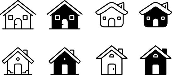 House icons set. Home icon collection. Real estate. Flat style houses symbols for apps and websites vector