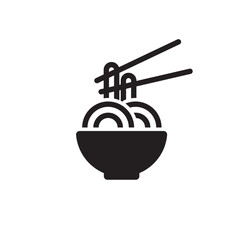 Spaghetti icon with bowl and chopsticks for pasta and food visuals