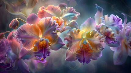Ethereal Bloom: A Captivating Portrait of Radiant Orchids in Full Bloom Under Soft Natural Light