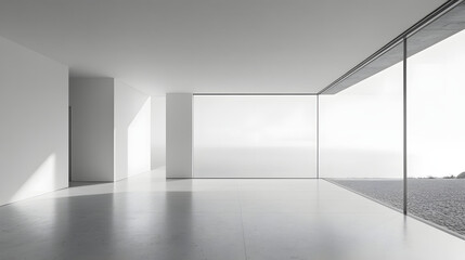 Fototapeta premium Modern Interior Room with Ocean View