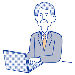 パソコンを使うスーツの男性
