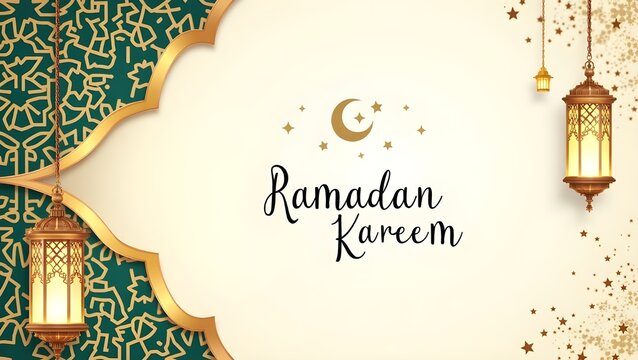 Elegant Ramadan Kareem Greeting Card with Lanterns Ramadan Kareem background benner 2026