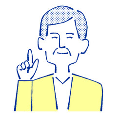 人差し指を立てる男性のイラスト