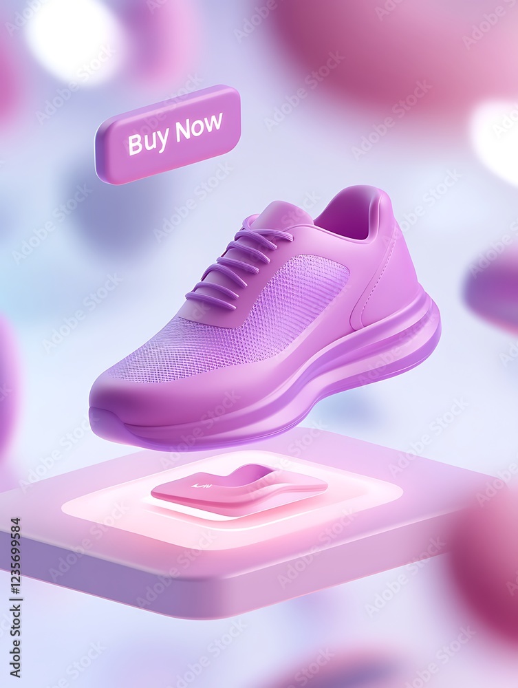 Aufkleber 3d-rendered illustration depicting an e-commerce website interface for digital marketing use.