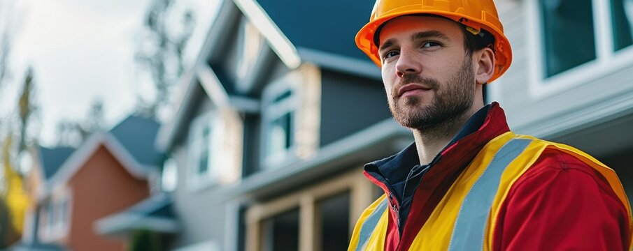 Hardworking Laborer Maintaining House Exteriors Professional Home Improvement and Construction Services Experienced contractor specializing in exterior home renovations, including siding repair