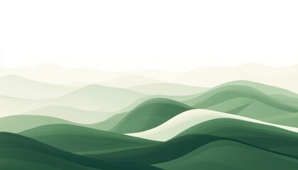 Abstract Green Rolling Hills Landscape Illustration