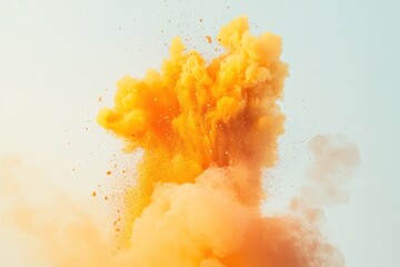 Orange paint explosion, studio backdrop, vibrant cloud, abstract art