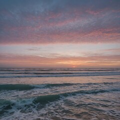 A pastel-colored Oceara sky at dawn, blending into a peaceful ocean.