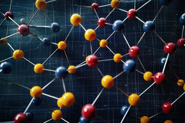 Molecules interact and spin around a DNA strand on a digital grid displaying molecular dynamics, molecules over dna strand spinning on grid