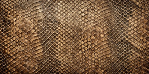 Dark brown snake skin texture with intricate patterns and scales on a neutral beige background, wildlife, background
