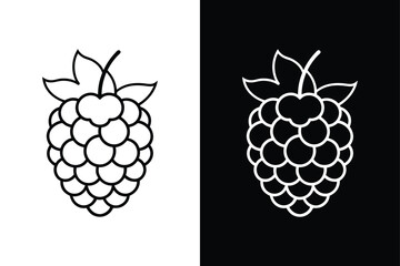 Mulberry isolated fruit thin line icon. Vector outline juicy blackberry, healthy food eating. with white black