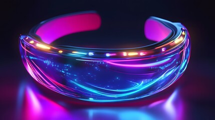 VR Headset: Futuristic Concept with Glowing Lights and Immersive Digital World