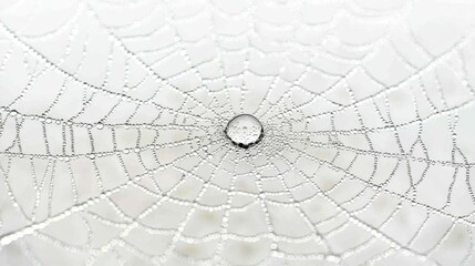 Dewy Spider Web with Clear Droplets Against Soft Focus Background
