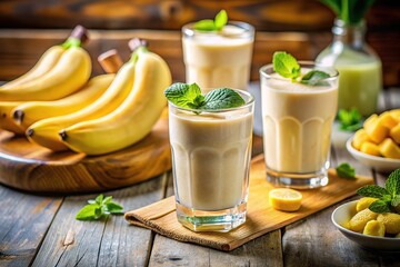 A vibrant smoothie, captured in tilted-shift, tasty and refreshing.