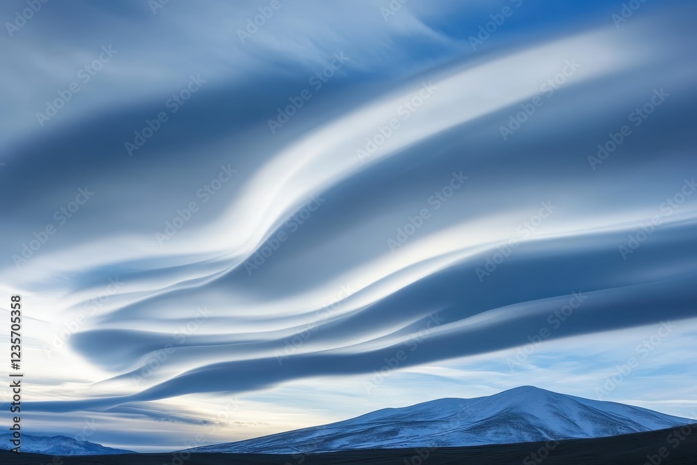 Poster Flowing clouds create dynamic shadows over a serene landscape in a stunning timelapse, Time-lapse of the shadows of flowing clouds in the sky moving on mountains