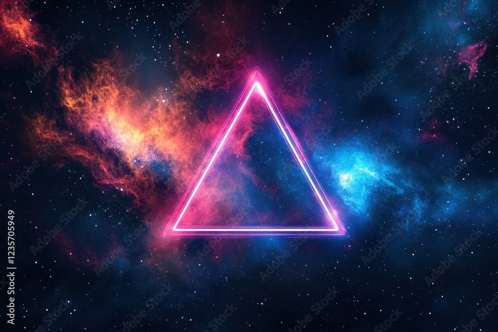 Leinwandbilder triangle neon glows in vibrant nebula creating a captivating cosmic display, triangle neon this clip