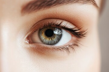 Obraz premium Closeup view of a human eye highlighting the intricate details of the pupil and surrounding iris structures, Close-up of the human eye Magnification of the pupil