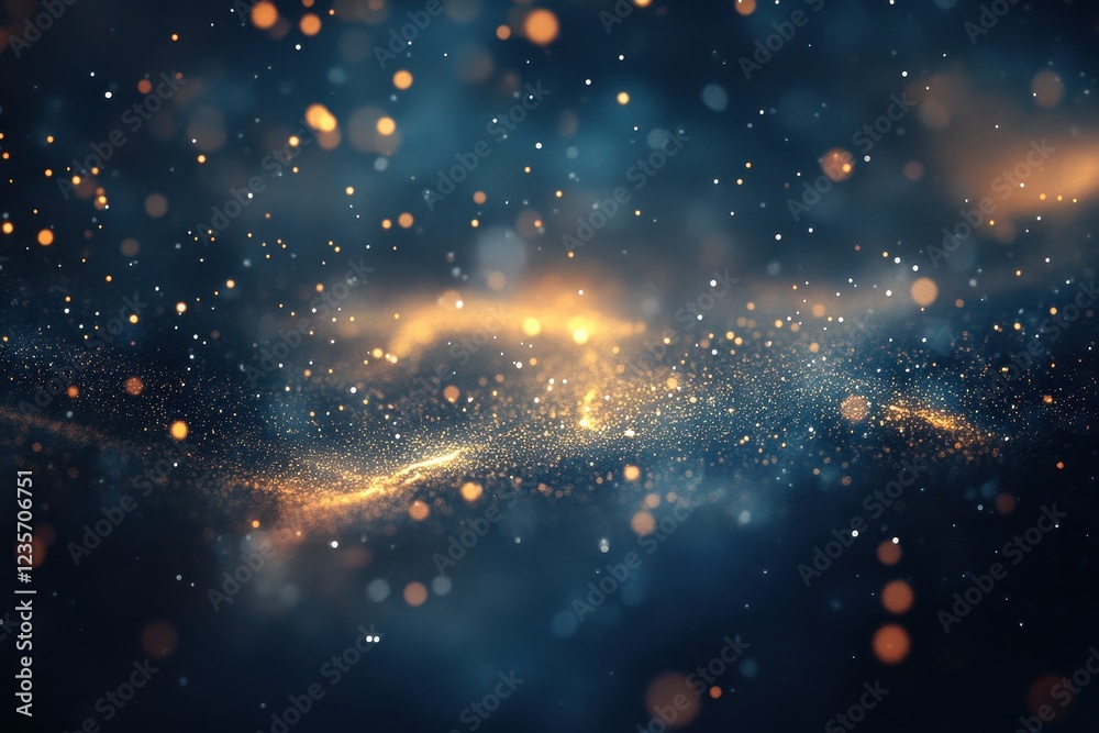 Poster dramatic display of luminous particles in a cosmic expanse during a silent night, dramatic space sce