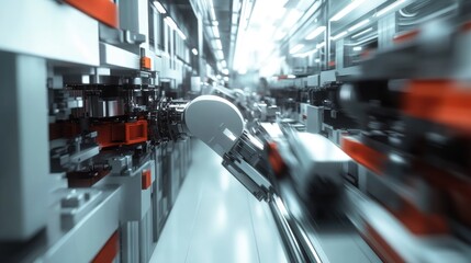 Obraz premium A futuristic robotic arm in a high-tech industrial environment.