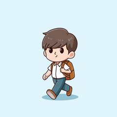 chibi character going to school