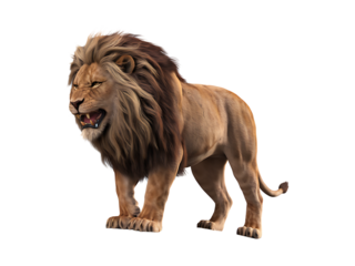 3d lion isolated on white transparent PNG background
