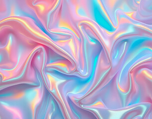 Fototapeta premium Seamless Holographic Taffeta Marble with iridescent folds mimicking fabric, designed for haute couture fashion textiles, offering a luxurious, sophisticated aesthetic.