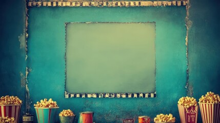 Vintage Movie Ticket Frame with Popcorn Display for Nostalgic Settings