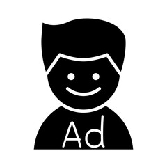 Advertising on t-shirt icon in glyph style