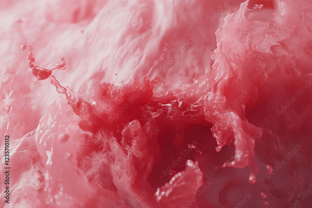 Aufkleber Dynamic liquid flow creating seamless textures in vibrant shades of red, 4K Liquid flows across the frame 3D CGI Seamless
