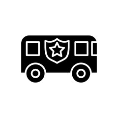 Football bus icon in glyph style
