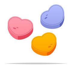 Heart candies vector isolated illustration