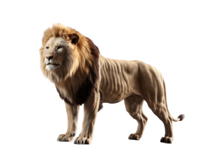 3d lion isolated on white transparent PNG background