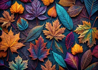 Fototapeta premium Muted hues, autumnal leaves, soft light, a gentle pattern.