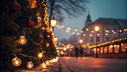 Merry Christmas & Happy New Year Bokeh Background AI Art