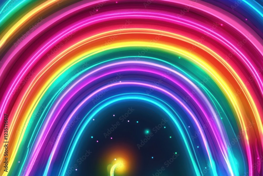Poster glowing neon light rainbow creating a vibrant and seamless background for creative projects and desi