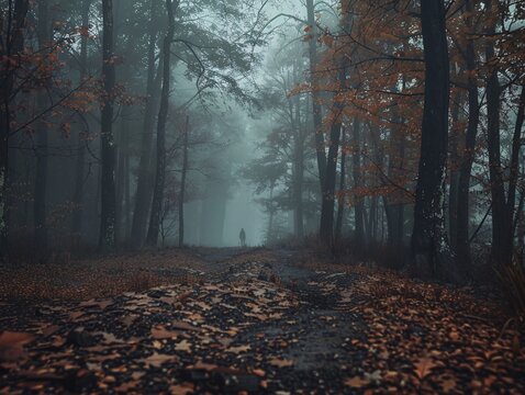 misty autumn forest