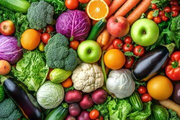 Vibrant assortment of fresh fruits and vegetables.