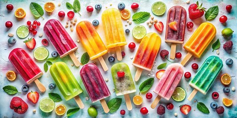 Colorful popsicles, a captivating drone perspective.