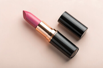 Open Pink Lipstick Tube with Black Cap