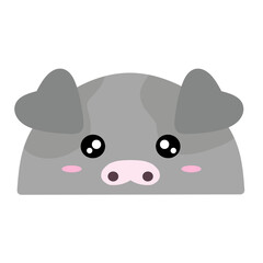 cute grey pig vector, cartoon pig face, easy and simple pig face drawing. Piggy vector design with cartoon style in isolated background 